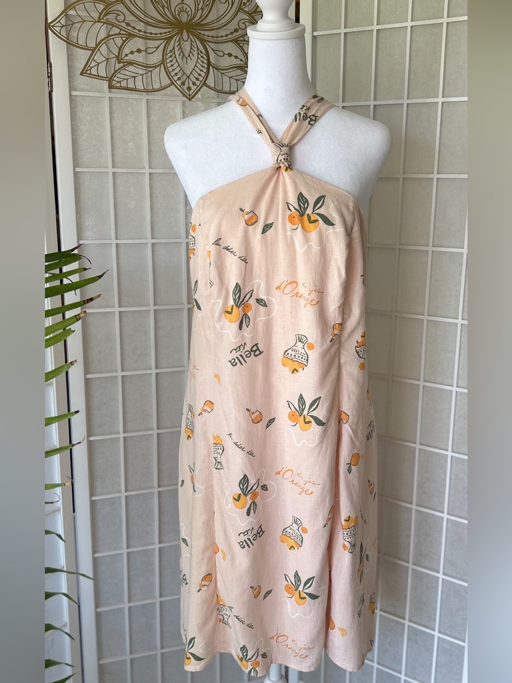 🍊✨ Wild Fable Citrus Print Halter Dress | Open Back Summer Mini Dress | Size XXL